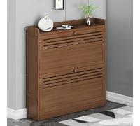 Meuble à chaussures fin à 3 étages en bois avec portes rabattables, idéal pour couloir, chambre à coucher ou salon - Design compact pour un rangement élégant