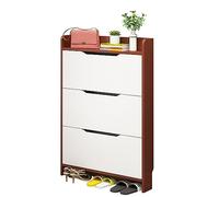 Meuble à chaussures fin avec portes cachées - Moderne - Pour petits espaces - Armoire à chaussures fermée pour entrée ou couloir - Couleur teck