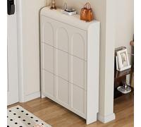 Meuble à chaussures fin blanc avec 3 tiroirs pliables - Rangement élégant en bois pour couloir, entrée et couloir, design peu encombrant, largeur : 17 cm, longueur : 50 cm