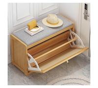 Meuble à chaussures fin en bambou avec tiroirs en rotin, gain de place, rangement d'entrée, élégant et fonctionnel pour la maison, le couloir, le vestiaire.