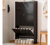 Meuble à chaussures fin en bois avec 3 tiroirs rabattables, organiseur pour entrée, rangement pour couloir, foyer et entrée, étagère à chaussures élégante pour la maison