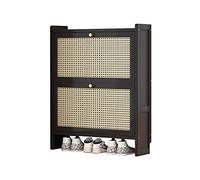 Meuble à chaussures fin en rotin - 2/3 tiroirs à rabat moderne pour talons et pantoufles - Élégante étagère à chaussures sur pied pour entrée et salon