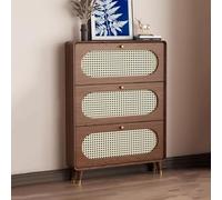 Meuble à chaussures fin en rotin - 3 tiroirs rabattables, solution de rangement étroite sur pied pour couloir et salon, idéale pour les petits espaces