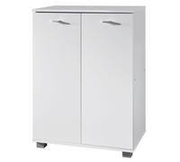 FineBuy Meuble à Chaussures Nimes 60x35x90 cm Blanc pour 12 Paires | commode à chaussures 4 compartiments et 2 portes, étagère à chaussures gain de place pour entrée et couloir, bonne stabilité