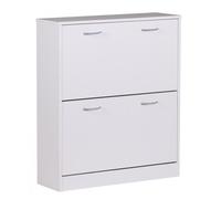 Meuble à chaussures - FINEBUY - Blanc - 75 x 87 x 24 cm - 2 portes - 20 paires de chaussures - Bois