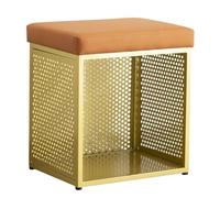 Meuble à chaussures gain de place avec coussin en cuir synthétique, grande capacité de rangement, cadre en fer, banc rembourré pour entrée et salle de bain (orange)