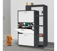 Meuble À Chaussures Gris 3 Portes Blanches Avec Étagère