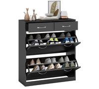 Meuble à chaussures - HOMCOM - 2 tiroirs et 2 portes abattantes avec étagère réglable - 80x30x91.5cm - Noir