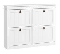 Meuble à chaussures - HOMCOM - 20 paires - 4 tiroirs rabattables et étagères réglables - MDF - 105x24x82,5cm - blanc