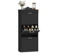 HOMCOM Meuble à Chaussures 15 Paires 3 Tiroirs 54 x 24 x 117,5 cm Noir