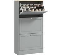 Meuble à chaussures - HOMCOM - 3 tiroirs rabattables, étagères réglables - panneaux de particules - 60 x 23,5 x 115 cm - gris
