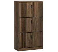 Meuble À Chaussures Design Urban Craft 3 Portes Abattantes 3 Étagères Poignées Métal Noir Aspect Noyer Noir