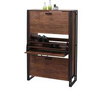 Meuble À Chaussures Hwc-A27, Armoire À Chaussures, 122x77x29cm Structure 3d 3 Volets Aspect Chêne Sauvage Multicolore