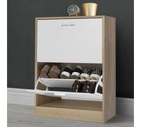 Meuble à chaussures 12 paires KLARK imitation hêtre 2 portes blanches