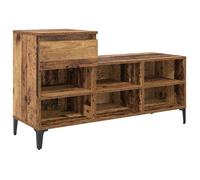 Meuble à chaussures industriel - vidaXL - Bois ancien - 102x36x60 cm - 6 étagères - Avec tiroir - Bois d'ingénierie