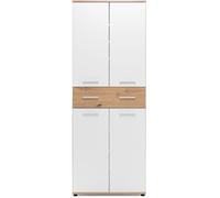 Meuble à chaussures Jacky 42 - Chêne Artisan / Blanc - 70 x 185 x 35 cm - 6 Étagères - 1 Tiroir - Capacité 24 Paires