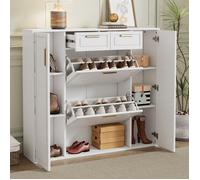 Meuble à chaussures - LANGTU - 120 cm - 2 portes - 2 tiroirs - 10-15 paires