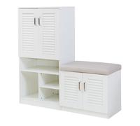 Meuble à chaussures Løten avec banquette MDF 120 x 120 x 37 cm blanc