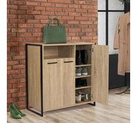 IDMarket Armoire à chaussures Luis – 18 paires, 3 portes avec niche, design industriel