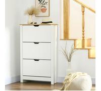 Meuble À Chaussures Meuble basculant 3 volets 18 paires chaussures gain de place blanc/naturel 72x26x112cm pour entrée couloir