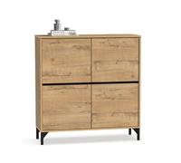 Meuble à chaussures meuble d'entrée avec pieds, 4 portes, coloris chêne doré, 20 paires de chaussures