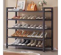 Meuble à chaussures mince en acier au carbone - Étagère à chaussures d'entrée avec patins antidérapants, poignée de transport, étagères amovibles, grande capacité de charge, solution de rang