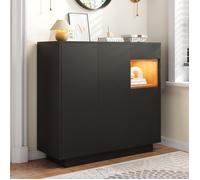 Meuble à chaussures moderne 1 tiroir - Étagères réglables - Noir et bois - Rangement entrée 14 à 18 paires 105x39.5x100.5 cm