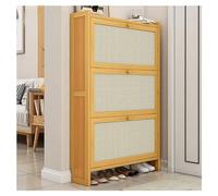 Meuble à chaussures moderne autonome mince avec portes de rangement cachées pour couloir, étagère à chaussures élégante en bois pour économiser de l'espace et vivre sans encombrement