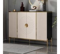 Meuble à chaussures moderne avec étagères réglables, 4 portes, 5 niveaux de rangement, en bois avec pieds en métal doré, pour entrée et salon, rose, 160 x 33 x 96 cm (L x l x H)