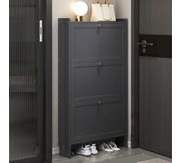 Meuble à chaussures moderne d'entrée avec 2 tiroirs rabattables et porte cachée, étagère de rangement autoportante pour espaces étroits, idéale pour couloir, chambre à coucher ou appartement, 50 cm,