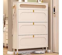 Meuble à chaussures moderne et mince élégant sur pied, organiseur de chaussures avec portes, compact 50 cm _ 24 cm, étagères à chaussures d'entrée en couleur A