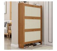 Meuble à chaussures moderne et mince - Étagère à chaussures autonome en bois à 3 niveaux avec portes pour entrée et couloir - Rangement à chaussures caché élégant en marron, 70 cm