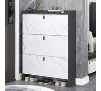 Meuble à Chaussures Moderne et Mince pour Couloir, étagère à Chaussures autoportante cachée avec Portes, Rangement d'entrée étroit avec étagère supérieure et casier, Conception de Seau basculant.