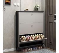 Meuble à chaussures moderne gris avec 3 tiroirs rabattables, solution de rangement élégante pour les espaces étroits, chaussures cachées pour le salon et le couloir, 80 cm de largeur