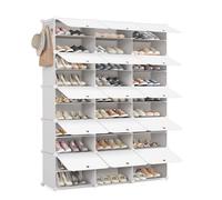 Meuble à chaussures - MONDEER - 15 Cases - 60 paires - Modulable portable - Crochets latéraux - Blanc