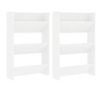 Meuble à Chaussures Mural 2 Pièces Blanc Panneau de Particules 60 x 18 x | Armoire chaussures 2 pack, étagères basculantes, montage au mur, entrée spacieuse, nettoyage facile