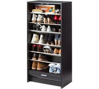 Meuble à Chaussures Noir 7 Tablettes 21 paires - Bambous 912 - L 58.4 x l 36.1 x H 121.6 cm Noir G