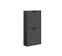 | Meuble à chaussures noir à double porte pliable | Rangement à chaussures pliable à ouverture vers le haut | Etagère à chaussures en MDF pour entrée