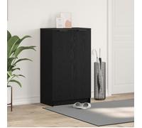 Meuble à chaussures noir chêne 59x35x100 cm en bois d ingénierie