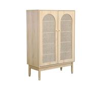 Meuble à chaussures / Petit buffet 2 portes cannage JUDITH. 20 paires de chaussures. 4 étagères. pieds en bois d'hévéa avec caps
