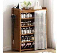 Meuble à chaussures peu encombrant avec housse anti-poussière, étroit nizer pour chaussures, sacs et livres - Solution de rangement élégante blanche (50 x 97 cm)