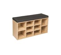 Tectake Meuble à chaussures Banc de rangement avec coussin d'assise 103,5x48x30cm - gris foncé/marron chêne clair