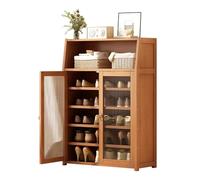 Meuble à chaussures pour 5 à 30 paires, meuble de rangement pour chaussures avec porte d'armoire translucide, meuble à chaussures en bambou pour entrée, pour baskets, chaussures en cuir, talons hauts,