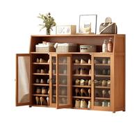 Meuble à chaussures pour 5 à 30 paires, meuble de rangement pour chaussures avec porte d'armoire translucide, meuble à chaussures en bambou pour entrée, pour baskets, chaussures en cuir, talons hauts,