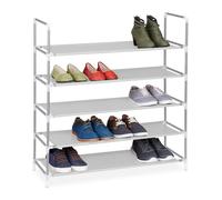 Relaxdays 10019128 Étagère à chaussures meuble souliers bottes étages niveaux 5 niveaux jusqu'à 25 paires maximum environ Dimensions HLP 90,5 x 87 x 29,5 cm, blanc