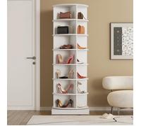 Meuble à chaussures rotatif 360°, 7 étages blanc, rangement jusqu'à 28 paires 60.96x60.96x165cm