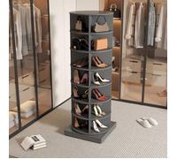 Meuble à chaussures rotatif 360° gris 7 niveaux - Capacité 28 paires - Range-chaussures tournant - Organisation pratique