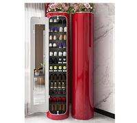 Meuble à chaussures rotatif à 360° avec stérilisation intelligente - Tour de rangement moderne verticale ronde à 6 couches pour entrée, rouge, 100 cm - Solution de niisation simple et élégante