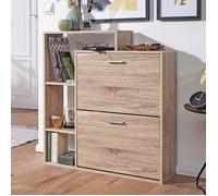 Meuble à chaussures SAMO - WOHNLING - 2 portes - étagère - MDF couleur chêne sonoma