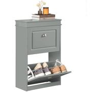 SoBuy Meuble à chaussures FSR78 – 2 abattants, 4 surfaces d'étagère – Gris